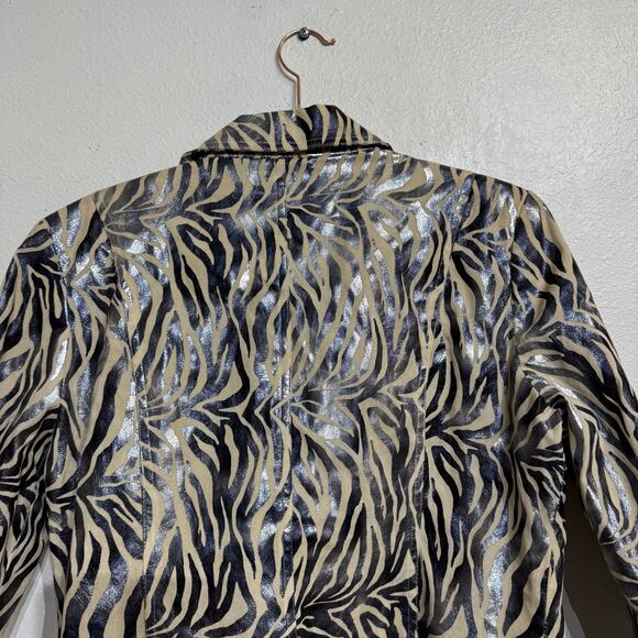 Bamboo Traders Silver Zebra Open Front Blazer Sz M - Picture 9 of 13